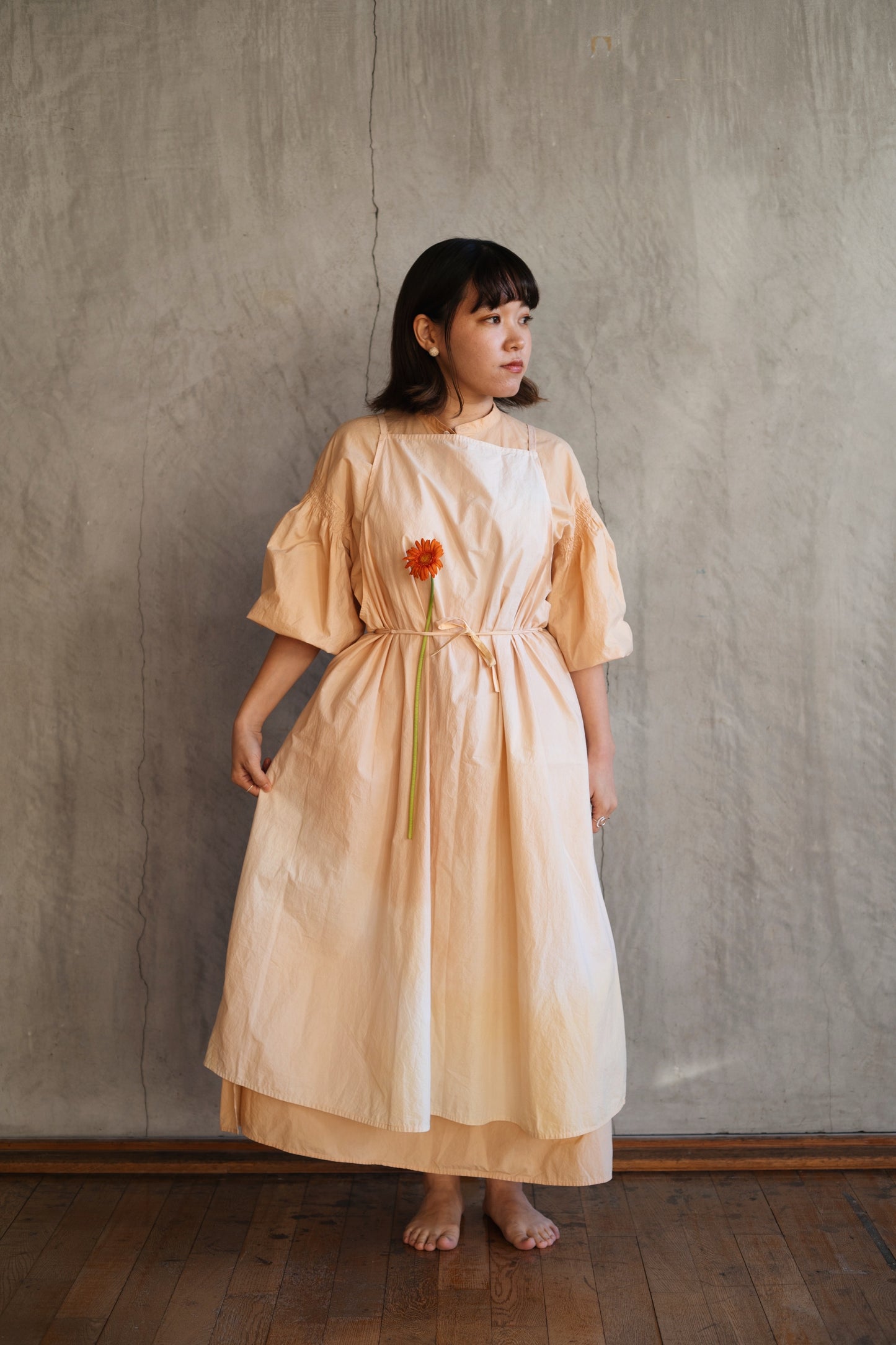【受注生産】草木染めエプロン Pink Orange