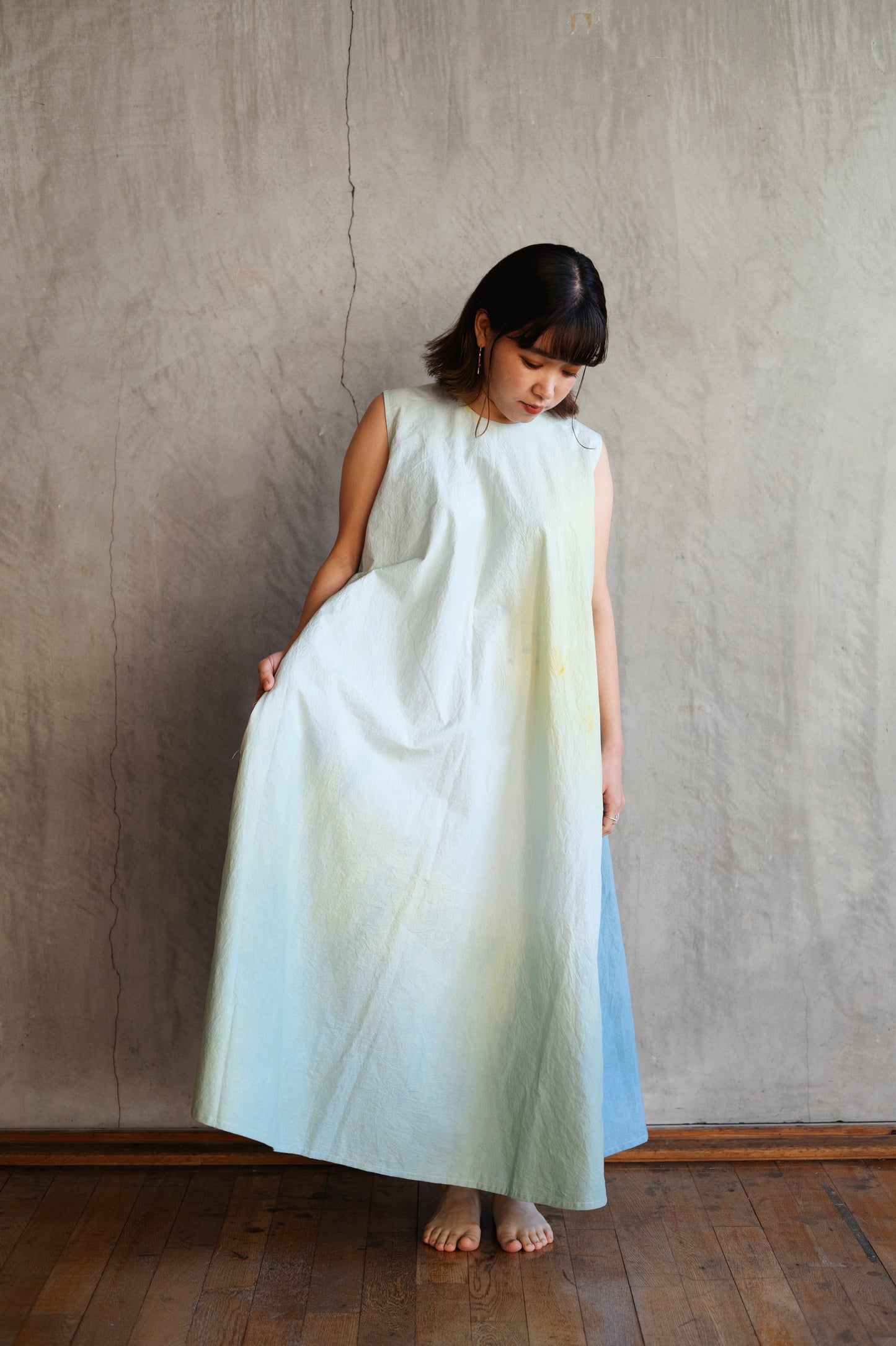 【受注生産】草木染めテントラインワンピース Sea Breeze<海風>